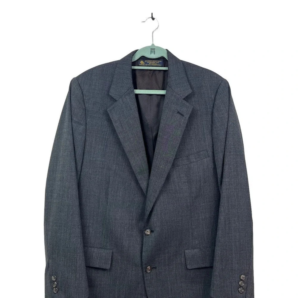 Brooks Brothers Wool Suit Blazer Sport Coat Men Lined Single Vent Gray Size 46L*